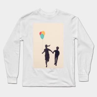 Girl and Boy with Balloons Long Sleeve T-Shirt